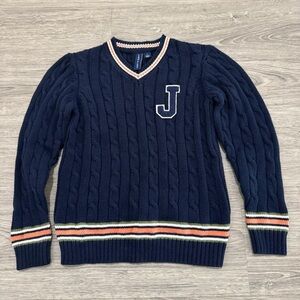 Janie and Jack Cable Knit Varsity Sweater Navy Sz.5
Like New